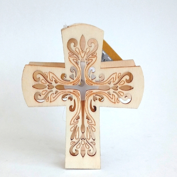 Crafters Square Other - Wooden Decorative Cross With Led Light Perfect for Crafts and Family Fun!